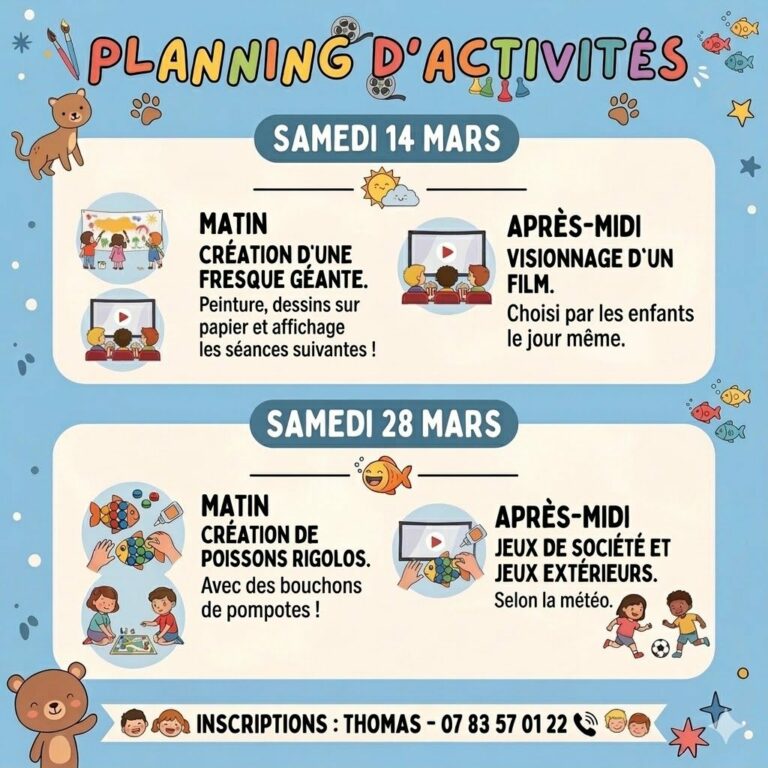 🌸 Programme des activités – Mars 2026 ☀️